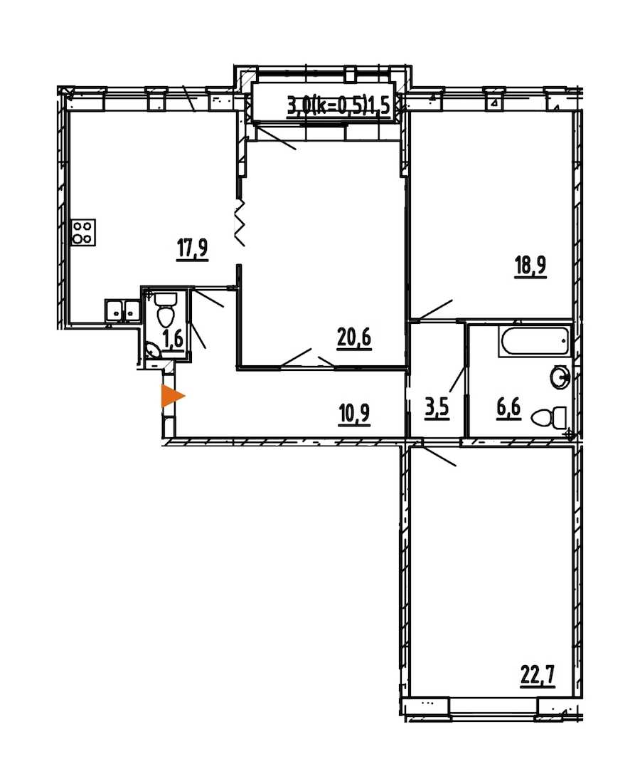 Трехкомнатная квартира в : площадь 104.3 м2 , этаж: 5 – купить в Санкт-Петербурге